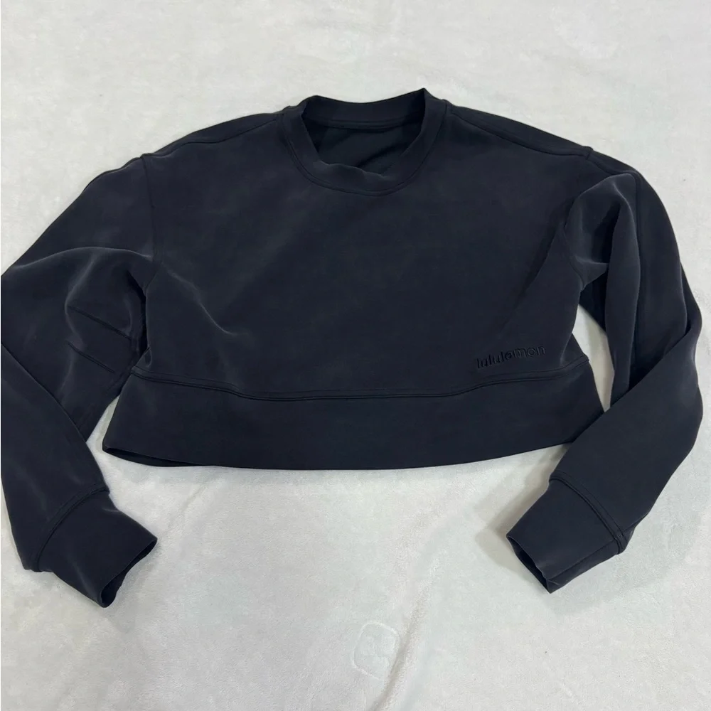 Lululemon Black Softstreme Perfectly Oversized Cropped Crew Set
